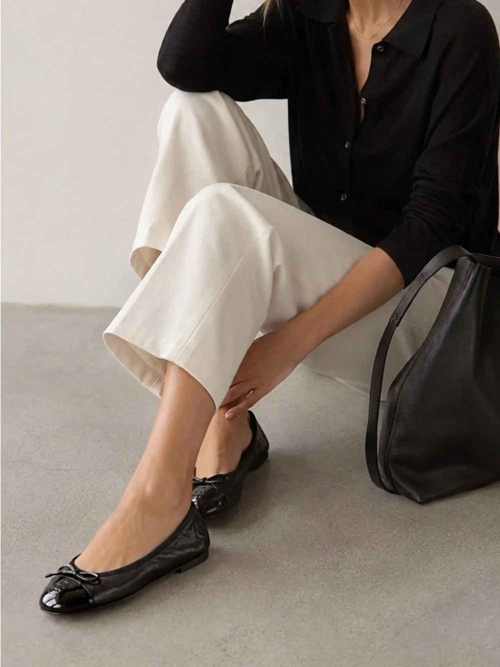 Michael Kors Black Cap Toe City Ballet Flats Fits US 7.5-8